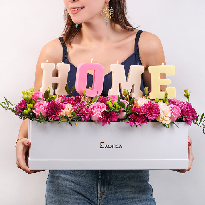 Flower box with candles